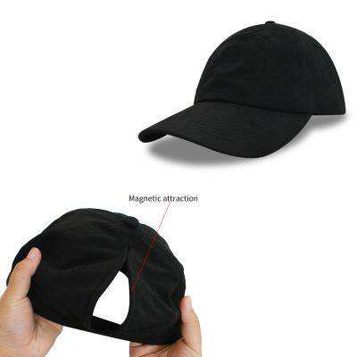 Caps and Hats Factory Wholesale 6 Panel Plain Magnetic Closure Ponytail Hat Sport Cap Custom Waterproof Baseball Caps photo-2