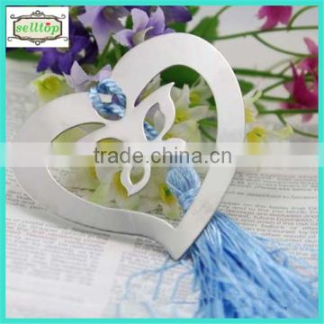 Hot sell 9.5*7cm heart shape metal bookmark blank for gift