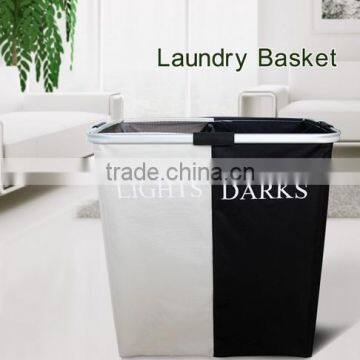 Aluminum Handles Oxford Fabric Double Dirty Clothes Sorter Organizer Laundry Hamper