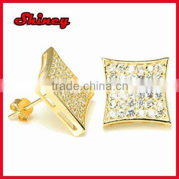 High quality mirco pave zircon earring with gold plated stud earrings