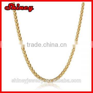 Men's 14k Italian 2.5mm Yellow Gold Hollow Wheat Chain Necklace