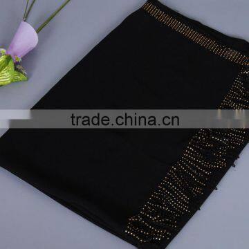 Hot Selling Rhinestone Fixed Islamic Muslim Women Tassel Chiffon Scarf