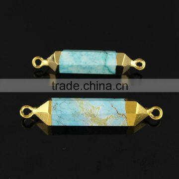 JF8601 Hot sale gold electroplated natural turquoise bar charm connectors