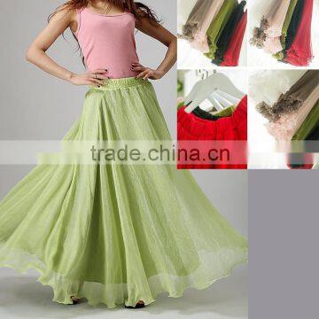 adults mint green Floor Length Long Skirt, fashional ladies chiffon skirt suits, adjusted waist Maxi Skirt