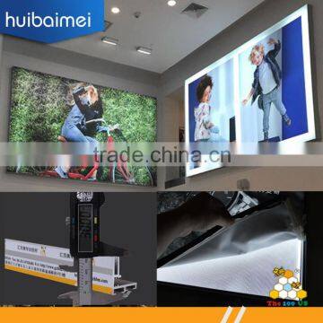 frameless slim aluminum LED lightbox with fabric printed images