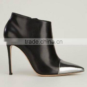 Women high heels shoes stiletto silver pointed toe fashion brand design autumn ankle boot