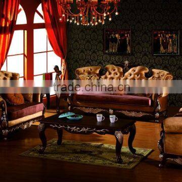 Luxury design solid wooden frame frame sofa set A80096