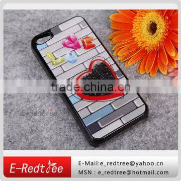 lovely heart OEM diamond plating cell phone plastic casing for iphone 5c 6