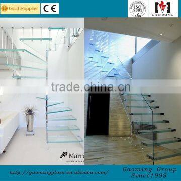 Alibaba golden supplier for 11 years popular design indoor glass stair railings glass with high quality GM-C282