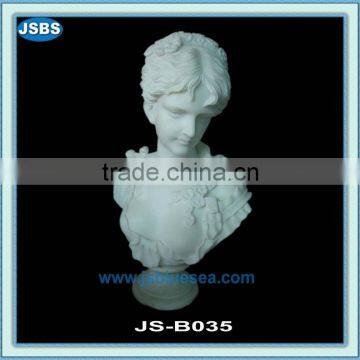 carved stone girl bust statue