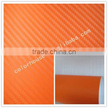 Calendered 3D air free carbon fiber vinyl film oranged colored