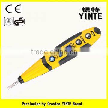 China factory digital LCD display voltage test pen screwdriver type tester with indicator lamp and blue screen gold PCB