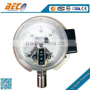 three hole stainless steel Electric contact manometre flange mounted