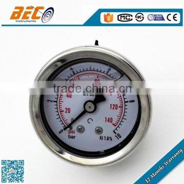 vibration proof wide use half Stainless steel glycerin filled pressure gauge