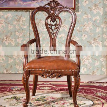 Dining room European vintage genuine leather chair