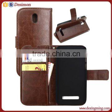 crazy horse leather flip Wallet cover case for htc 500 flip case