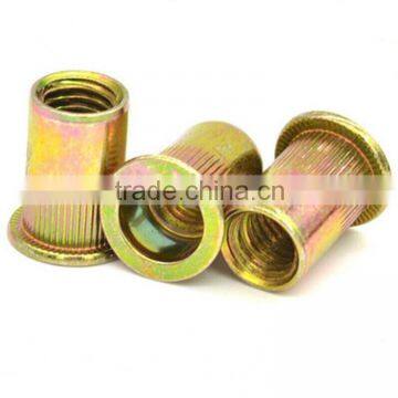 hot sale yellow zinc flat head hexagon blind rivet nuts