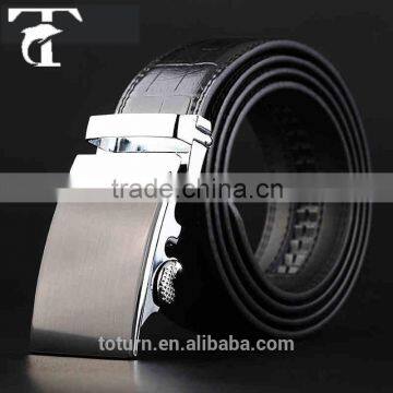 2016 latest design men auto buckle genuine leather belt made by leather belt making machine