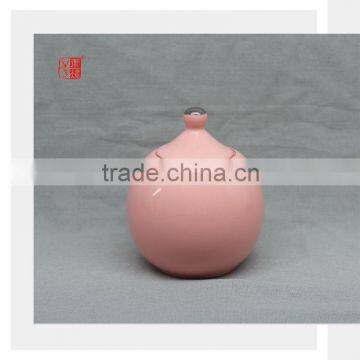 Orange Shiny Color Clay Ceramic Sugar Pot