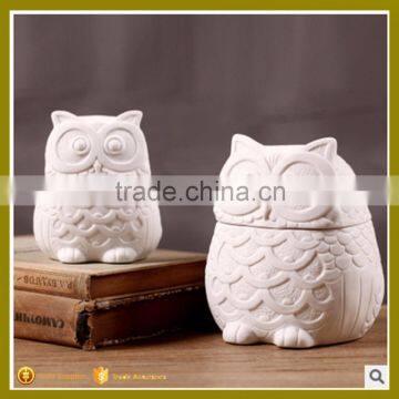 night owl animal ceramic craft porcelain jar for storage