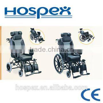 TPR castor Reclining high back adjustalbe Steel wheelchair