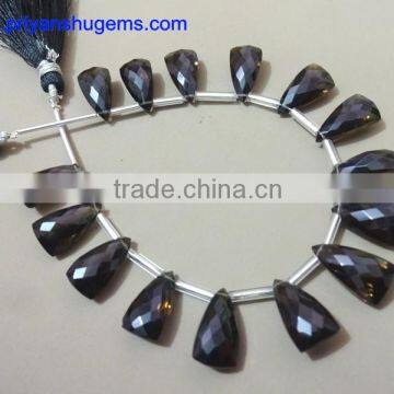 AAA+ Smoky Quartz Faceted 8*15 mm Elongated Pyramid Shape Briolette Beads 6" Strand length Natural gemstones Super finishing