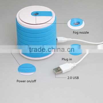 blue and white and cheap LED Light and Eco-silicone Surface mini usb humidifier