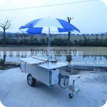 2013 HOT!!! Mobile Hot Dog Food Kiosk Cart with Umbrella /Car Wheels Towed By Car XR-HD200 B