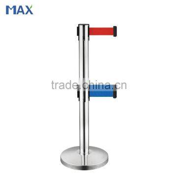 crowd control retractable dual belt stanchion queue pole                        
                                                Quality Choice