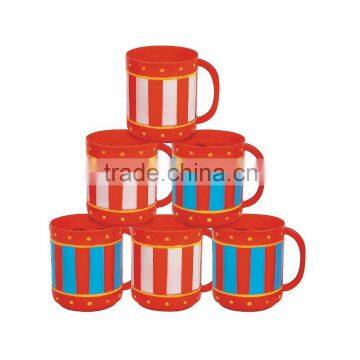 8 oz. 230ml New Custom Design Fashion Big Top Circus Carnival Plastic Mugs Party Cups with Handle Birthday Party Favours