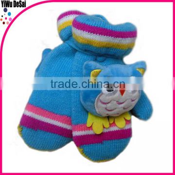 2015 new product warm winter Wholesale knit Stripe Baby hand wool gloves