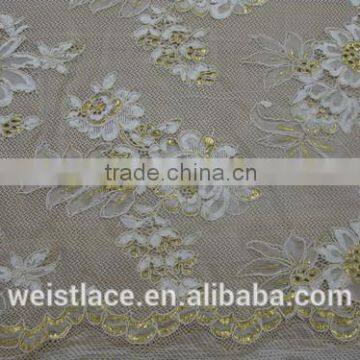 Bridal becautiful lace dress, gold embroiderey france lace, hight quality lace