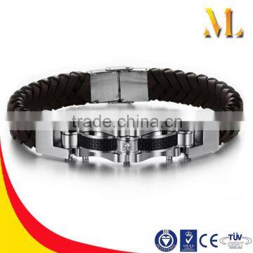 NSSL005 Heavy machinery style personality new listing Korean men's black siliconeainless steel bracelets