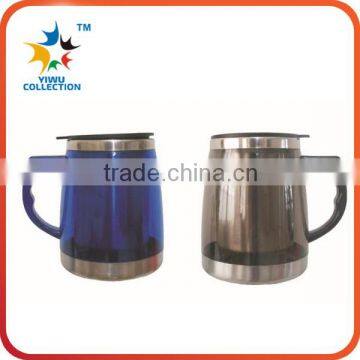 The Newest healthy design double wall stainless steel auto mug with laser logo plate 16oz