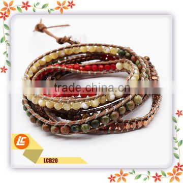 High Quality Leather Wraps Beads Bracelet with Good Handmade