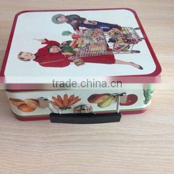 rectangular tea metal tin box food Containers Handle tin boxes