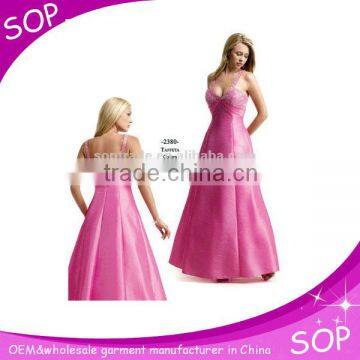 Hot pink beaded ball gown fashion mature women evening dresses for lady