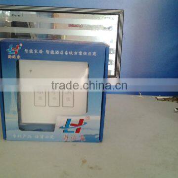 Wireless US/ EU Standards Modern Tempered Glass 3 Gang 1way White Wall Electric Smart Touch Switch photo-3