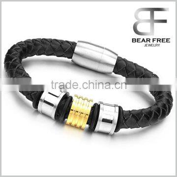 Personalised Black Braided leather bracelet, engraved leather cuff bangles