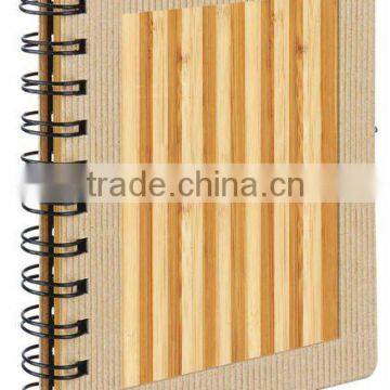 Natural color bamboo cover notepad pen slot on side