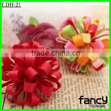 Artificial colorful ribbon flower decorative hair clips