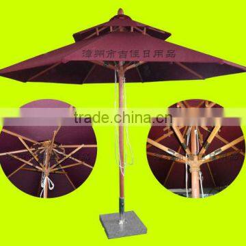 wooden windproof double layer umbrella