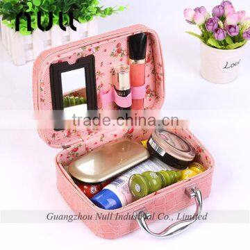 Wholesale promotional small beauty clear leather travel cosmetic bag