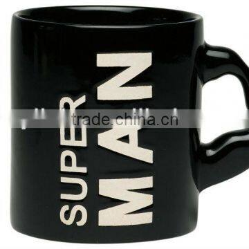 22oz black big mug with embossed logo