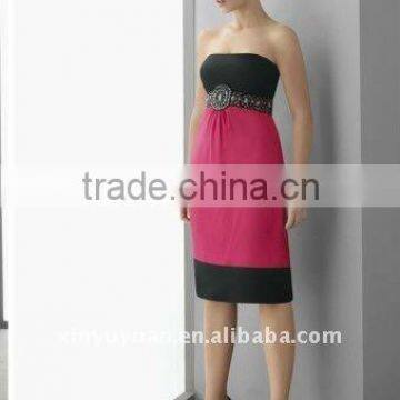 Newest Formal Strapless Stomacher Design knee-length Cocktail dress AIE-021