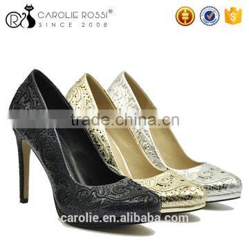 Wholesale color optional flower pattern ladies high heel wedding shoes