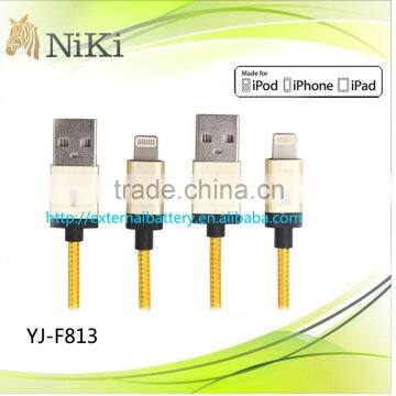 For iPhone Fabric Braided usb Data Cable Aluminum Alloy Housing Material with 1m 2m or Customized Length