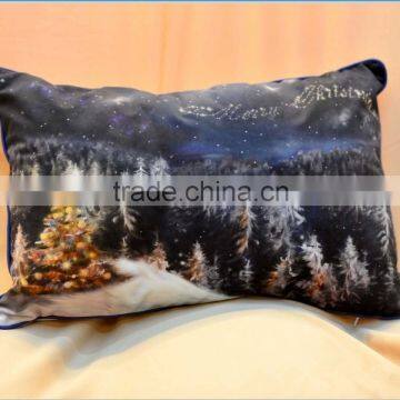 hot sale 100% cotton fancy beautiful oil painting printed Christmas tree design sofa home decor cushion pillow case