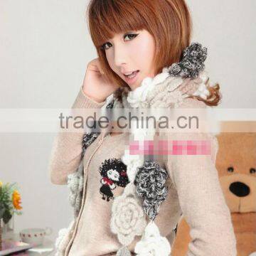 100% acrylic fashion young flower hand crocheted scarf