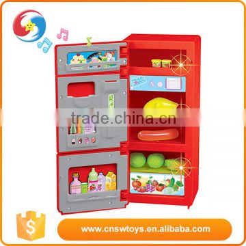 Plastic portable colourful refrigerator with food and fruit toy kitchen